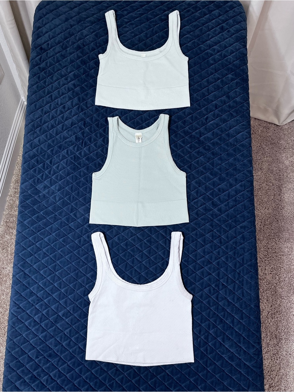 mahina Women’s Ribbed Tank Trio - Light Blue, White, & Teal - Cute Top Bundle